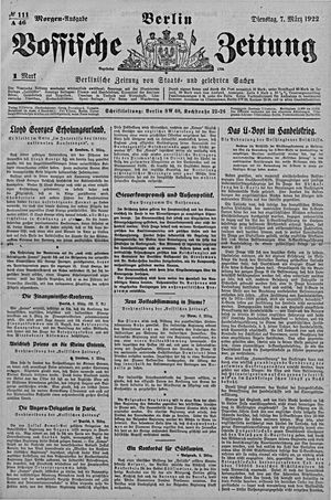 Vossische Zeitung vom 07.03.1922