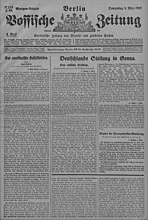 Vossische Zeitung vom 09.03.1922