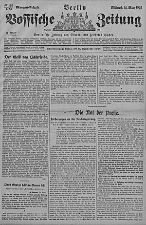 Vossische Zeitung vom 15.03.1922