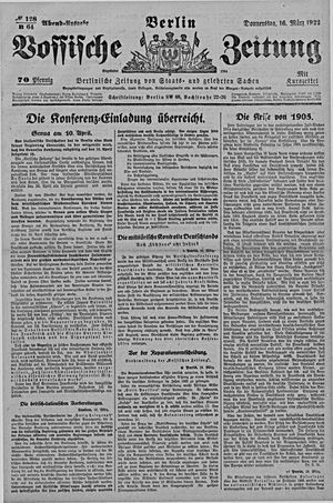 Vossische Zeitung vom 16.03.1922