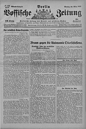 Vossische Zeitung vom 20.03.1922