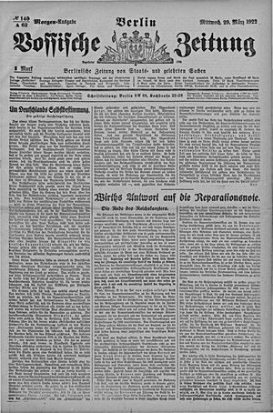 Vossische Zeitung vom 29.03.1922