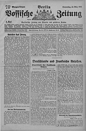 Vossische Zeitung vom 30.03.1922