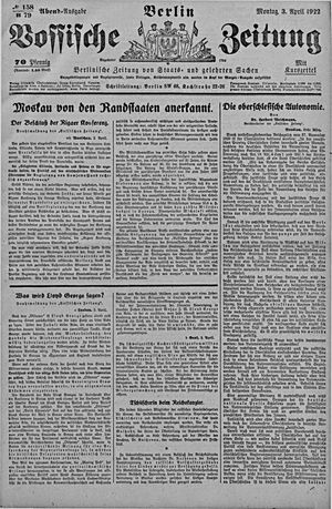 Vossische Zeitung vom 03.04.1922