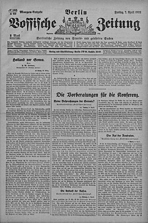 Vossische Zeitung vom 07.04.1922