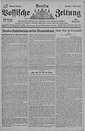 Vossische Zeitung vom 07.04.1922