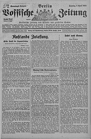 Vossische Zeitung vom 09.04.1922