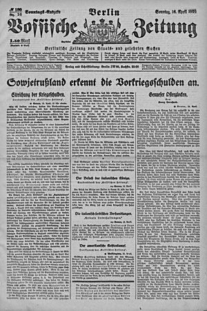 Vossische Zeitung vom 16.04.1922
