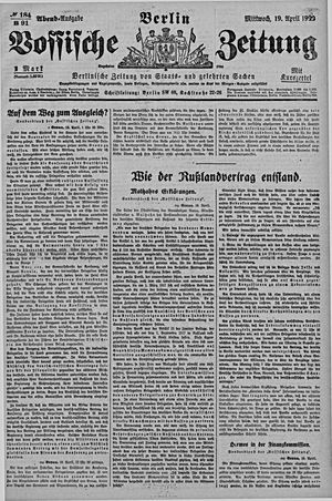 Vossische Zeitung on Apr 19, 1922