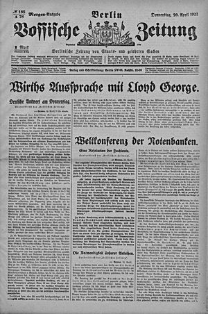 Vossische Zeitung vom 20.04.1922