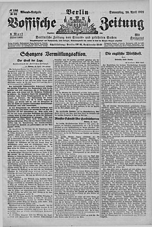 Vossische Zeitung vom 20.04.1922