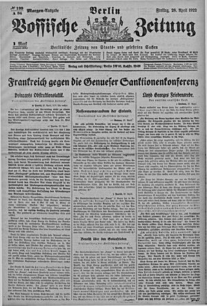 Vossische Zeitung vom 28.04.1922