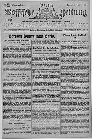 Vossische Zeitung vom 29.04.1922