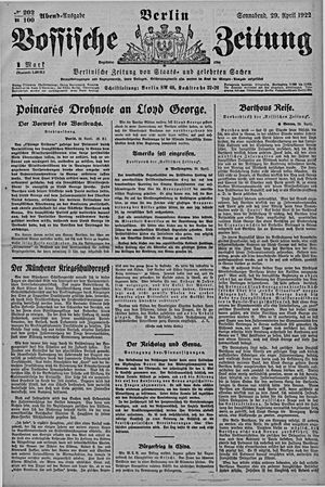 Vossische Zeitung vom 29.04.1922