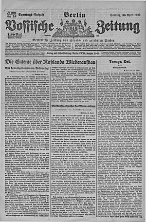 Vossische Zeitung vom 30.04.1922