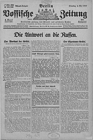 Vossische Zeitung vom 02.05.1922