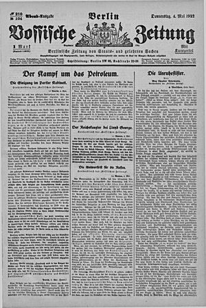 Vossische Zeitung vom 04.05.1922