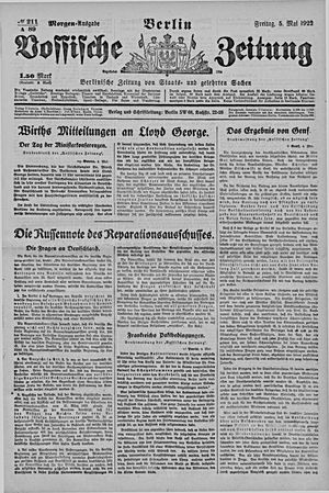 Vossische Zeitung vom 05.05.1922