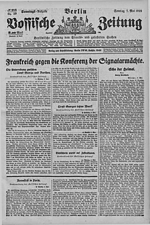 Vossische Zeitung vom 07.05.1922