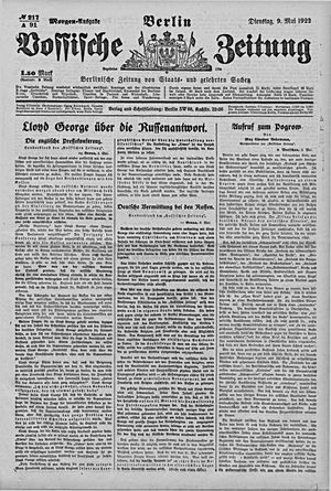 Vossische Zeitung vom 09.05.1922