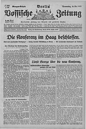Vossische Zeitung on May 18, 1922