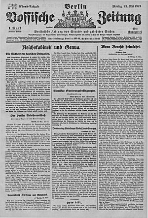 Vossische Zeitung on May 22, 1922