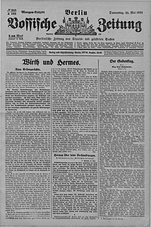 Vossische Zeitung on May 25, 1922