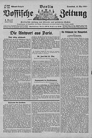 Vossische Zeitung vom 27.05.1922