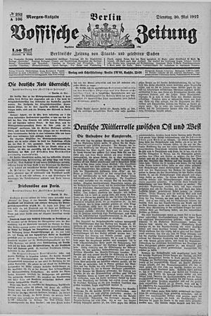 Vossische Zeitung on May 30, 1922