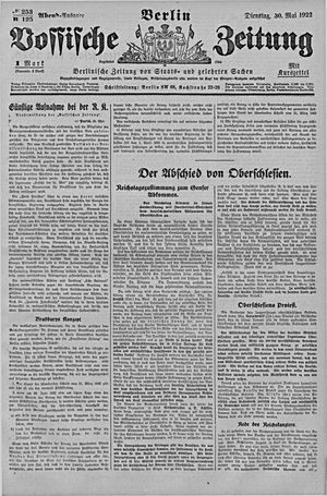 Vossische Zeitung on May 30, 1922