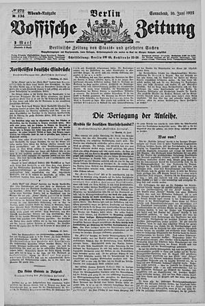 Vossische Zeitung vom 10.06.1922