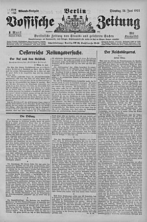 Vossische Zeitung vom 13.06.1922