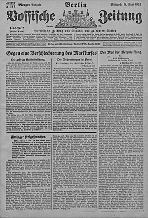 Vossische Zeitung vom 14.06.1922