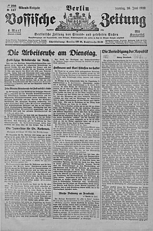 Vossische Zeitung vom 26.06.1922