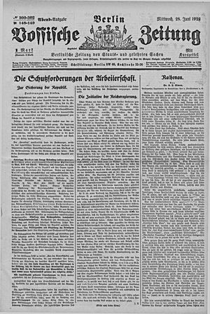 Vossische Zeitung vom 28.06.1922