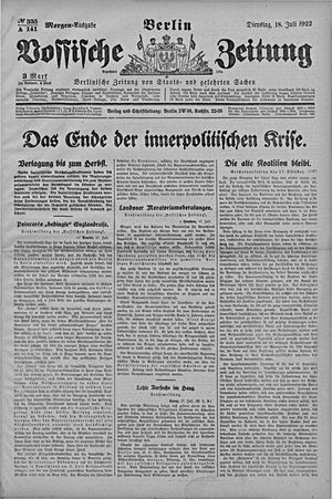 Vossische Zeitung vom 18.07.1922