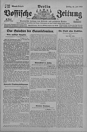 Vossische Zeitung vom 21.07.1922