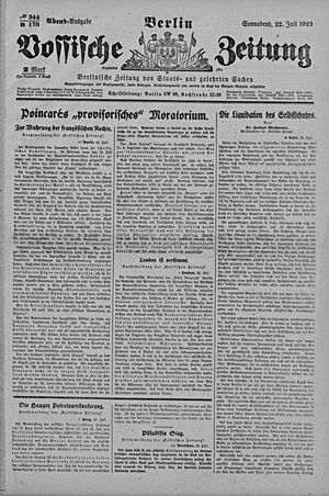 Vossische Zeitung on Jul 22, 1922
