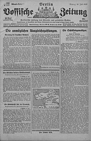 Vossische Zeitung vom 31.07.1922