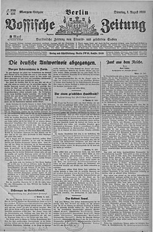 Vossische Zeitung vom 01.08.1922