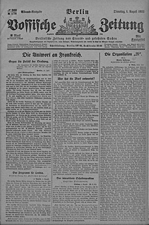 Vossische Zeitung vom 01.08.1922