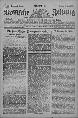 Vossische Zeitung on Aug 6, 1922