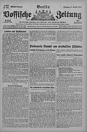 Vossische Zeitung vom 08.08.1922