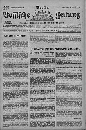 Vossische Zeitung vom 09.08.1922