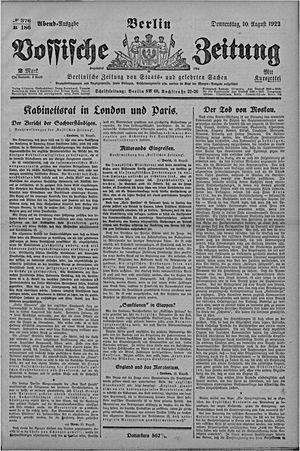Vossische Zeitung vom 10.08.1922