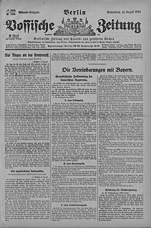 Vossische Zeitung on Aug 12, 1922