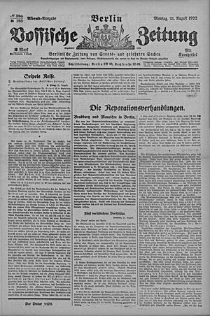 Vossische Zeitung vom 21.08.1922