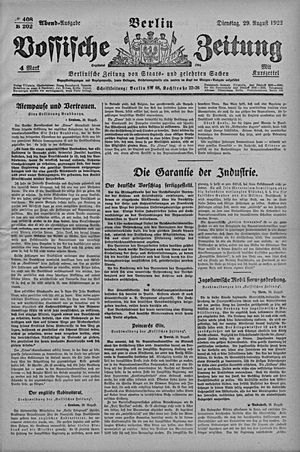 Vossische Zeitung vom 29.08.1922