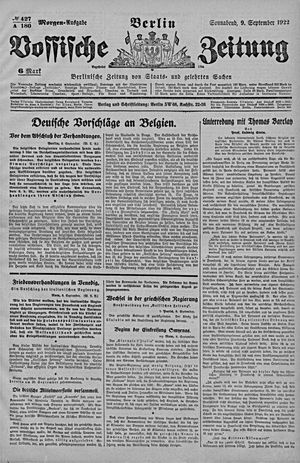 Vossische Zeitung vom 09.09.1922