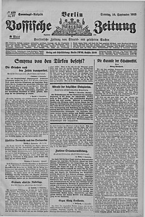Vossische Zeitung vom 10.09.1922
